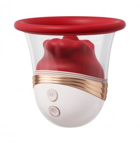 MizzZee - MouthLure Licking Vibrating Breast Cup (Chargeable - Red)